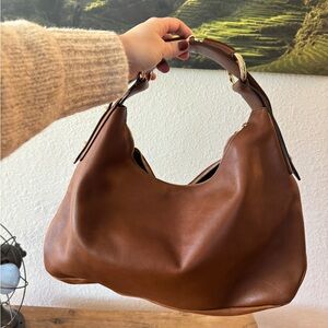 Gucci Brown Leather Horsebit Top Handle Hobo Bag